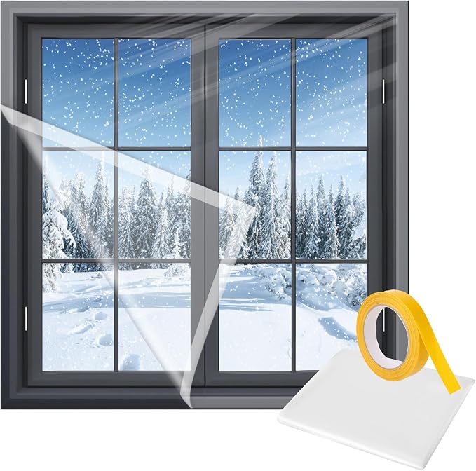 U0U Window Insulation Kit, 47in x 63in Indoor Plastic Window Insulation Kit by U0U