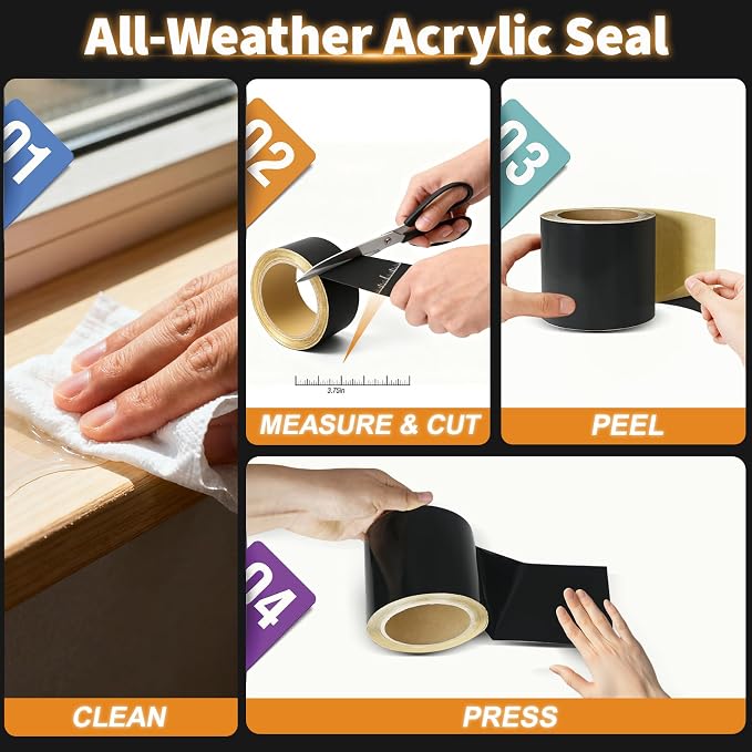 Flashing Tape for Windows and Doors, 3.75 in x 90 ft, 12 Rolls | Acrylic - Image 5