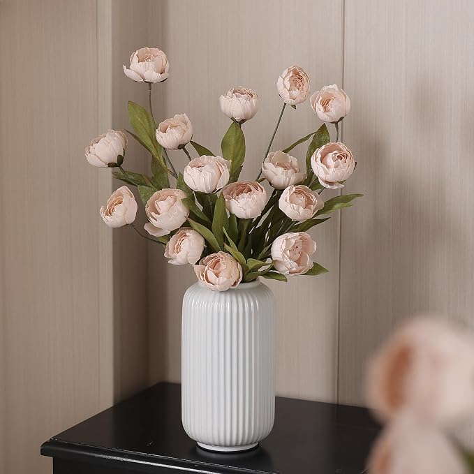 VIERENA 6 Pcs 27" Faux Silk Peony Artificial Flowers Stems - Image 4