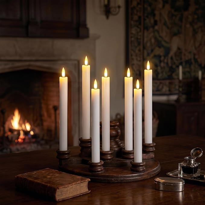 GenSwin Flameless Taper Candles LED Battery Operated Remote Timer White | LED - Image 4