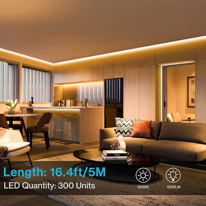 Olafus 16.4ft LED Strip Lights Warm White Dimmable, LED Rope Light Kit 12V - Image 2