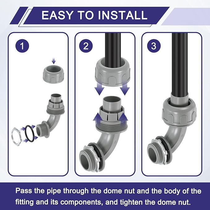 uxcell 6Pcs Nonmetallic Liquid Tight Connectors, 3/8" NPT Plastic Flexible 90 - Image 5