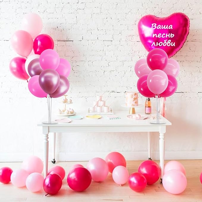 TONIFUL 4 Set Metallic Pink Balloon Stand Balloon Centerpiece - Image 4