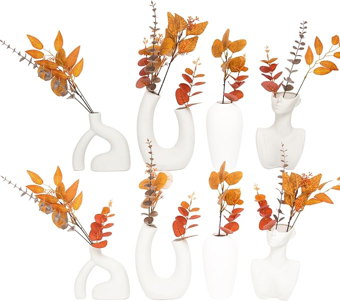 130 Pcs Fall Mixed Greenery Artificial Eucalyptus Stems Bulk, 6 Kinds of Fake - Image 9