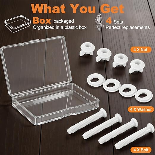 4 Pcs Toilet Seat Screws, Including Plastic Bolts, Nuts and Washers, Durable - Image 5