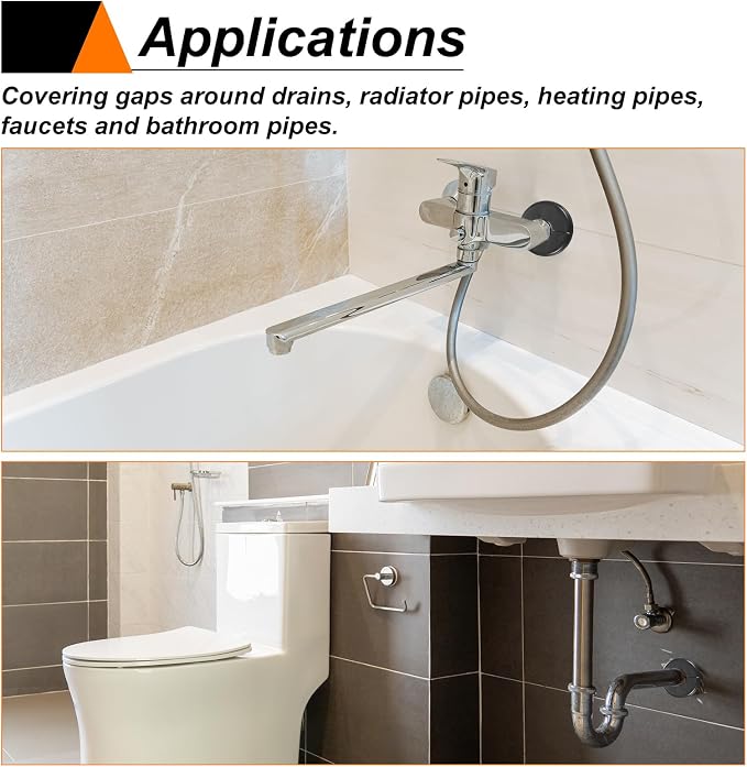 HARFINGTON 2pcs Wall Split Flange 11mm/0.4" Self-Adhesive Plumbing Cover Plates - Image 7