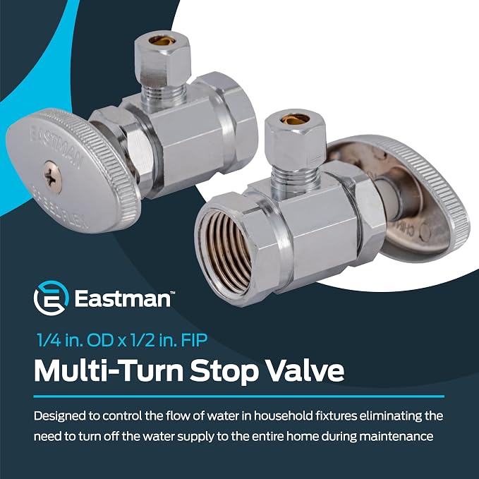 Eastman 1/4 Inch OD Compression x 1/2 Inch FIP Compression Multi-Turn Angle - Image 2