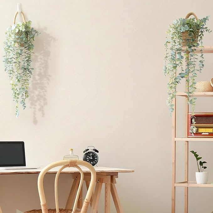Fake Hanging Plant Decor Indoor, Eucalyptus Artificial Faux Plants in Wall - Image 5