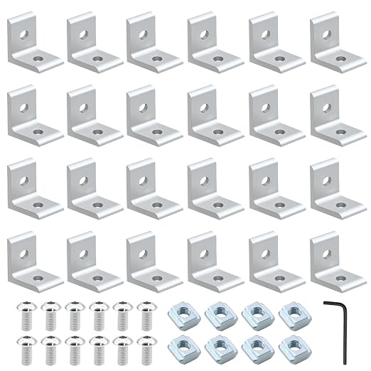 24Pack 2020 Corner Bracket Connector 90Degree Angle Bracket Silver | 20 Series by SeekLiny