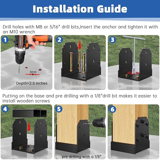 4x4 Post Base, Concealed Fastener Concrete Post Anchor, Elevated Post Base | - Image 6