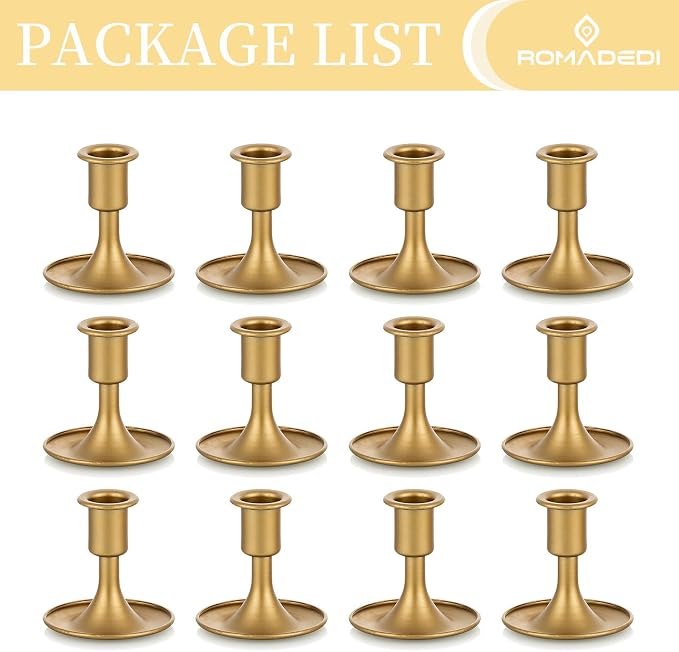 Candlestick Holders Taper Candle Holders, Romadedi Gold Candle Stick Candle - Image 6