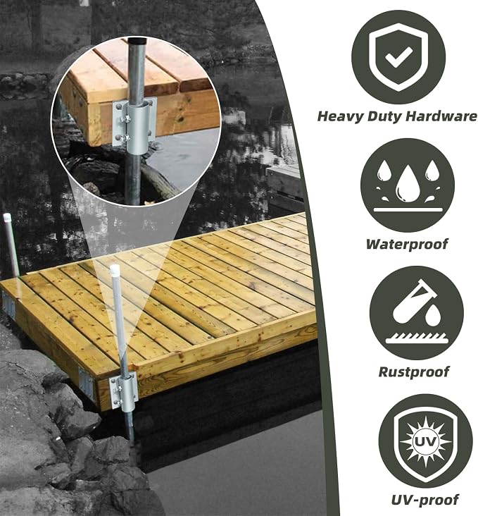 Stationary Dock Heavy Duty Hardware Side Leg Pipe Holder, Floating Dock - Image 4