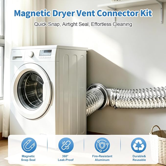 Magnetic Dryer Vent Connector Kit, Dryer Vent Coupling - Image 2