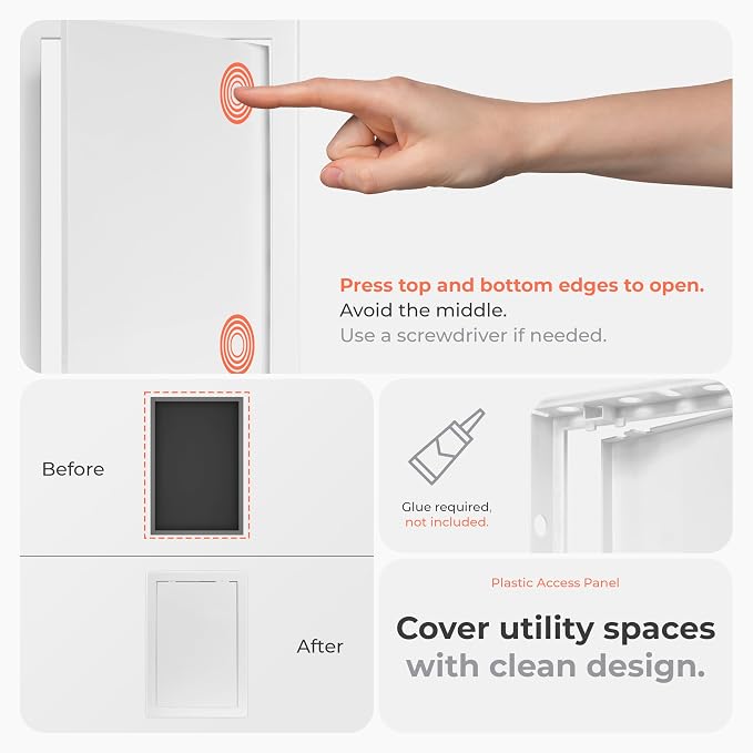 8x12 Inch White Access Panel for Drywall – ABS Plastic Square Wall, Ceiling - Image 3
