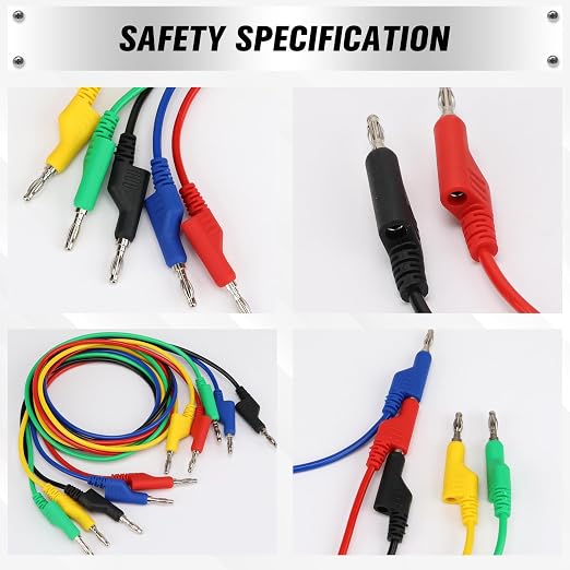 SWANLAKE 5-Piece Dual-Ended Banana Plug Test Leads, 1000V 15A 3.5ft/1M - Image 6