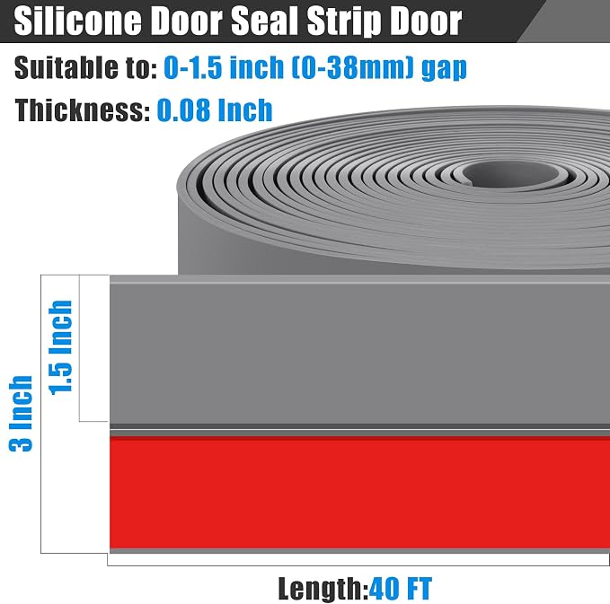 Draft Seal Tape for Doors and Windows 3 in x 40 Ft Silicone Weather Stripping - Image 2