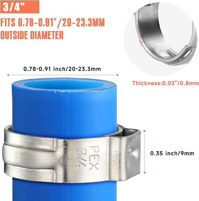 66pcs 3/4 pex crimp rings for PEX Tubing Pipe Fitting Connections | 304 - Image 2