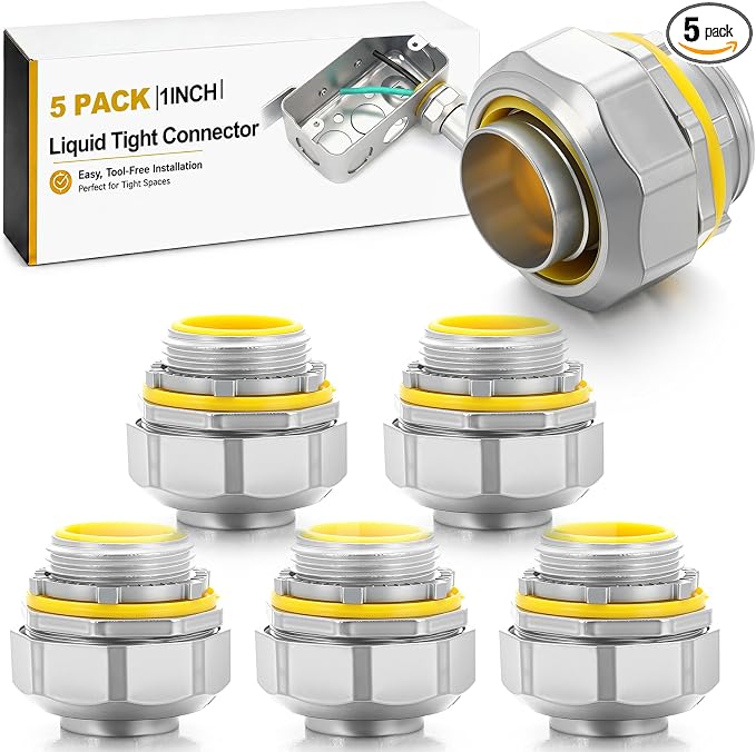 Gisafai 5 Pcs Liquid Tight Connector Straight Insulated Zinc Die Cast Metal by Gisafai