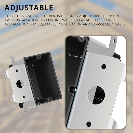 1-Gang AWG Standard Black Adjustable Old Work Box, Junction Black Adjustable - Image 2