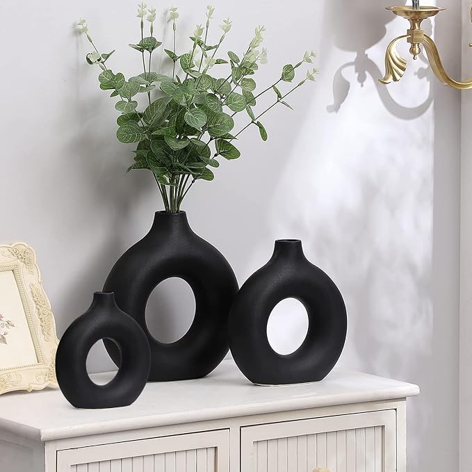 Black Ceramic Vases -for Modern Home Decor, Decorative Gift - Image 7