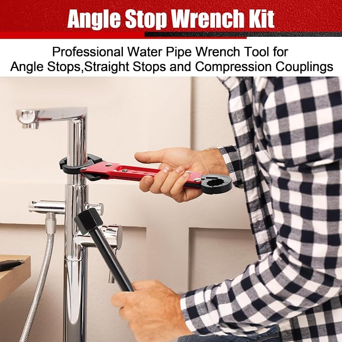 5 Pcs Angle Stop Wrench Kit Plumbing Tool, Compression Sleeve Puller - Image 6