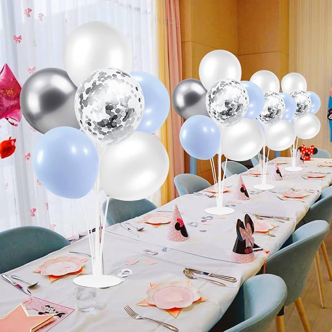 ZJDHPTY 4Set Light Blue Silver Balloon Stand Table Centerpieces Party Decor | - Image 4