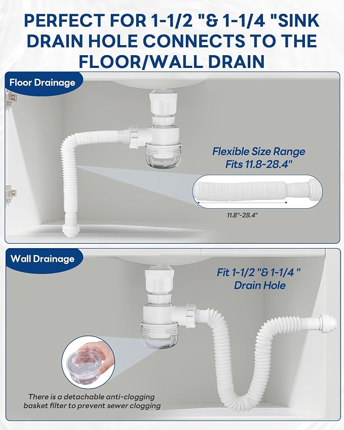 BOTEMY Polished Bathroom Sink Drain Kit - Image 2
