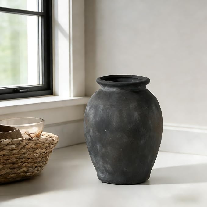 5.94" Ceramic Vase for Home Decor, Decorative Terracotta Farmhouse Rustic Vases - Image 4