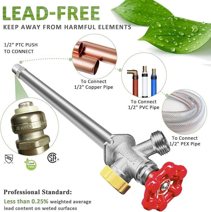 10 inch Anti-Siphon Frost Free Sillcock, No Lead Brass Frost Proof Outdoor - Image 6