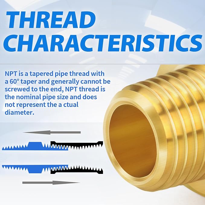 ChillWaves Brass Pipe Fitting Extension Adapter 3/8" NPT Female x 3/8" NPT Male - Image 6