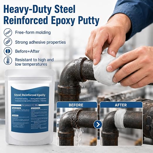 Steel Reinforced Epoxy Putty, Strong Clay Iron Adhesive, Waterproof 2-Part - Image 2