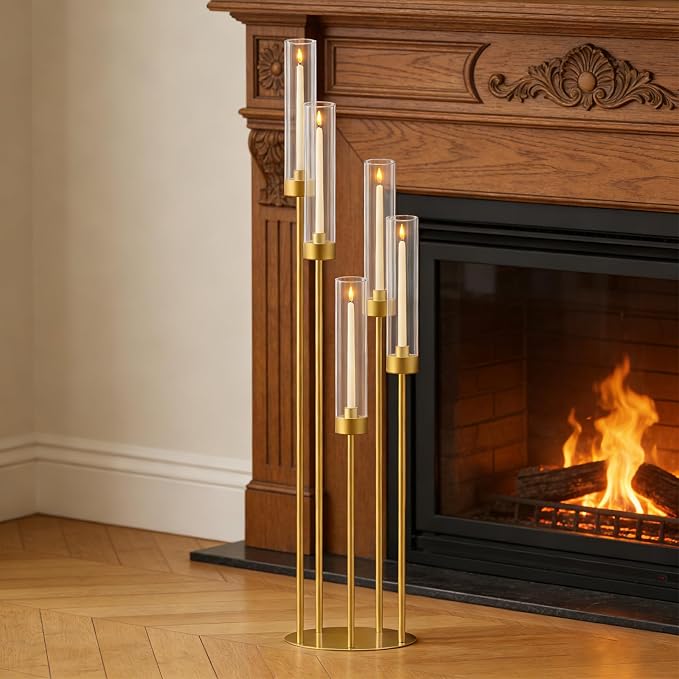 42.5in Gold Candle Holders for Table Centerpiece Candelabra Candlestick Holders - Image 5