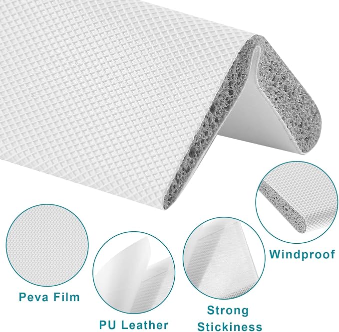 16 Pcs Door Corner Seals, Self-Adhesive Wedge Draft Stoppers, Foam Pads - Image 3