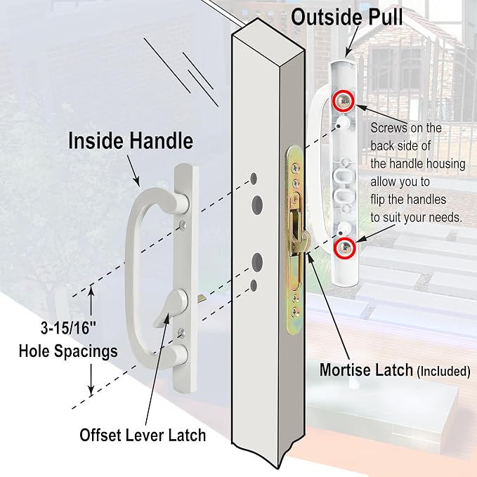 ACEPLANET Offset Position Keyed Sliding Patio Door Handleset - Image 7