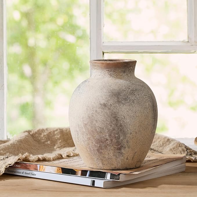 SIDUCAL Ceramic Decorative Flower Vase | 6 Inch Pottery Rustic Farmhouse | Boho - Image 2