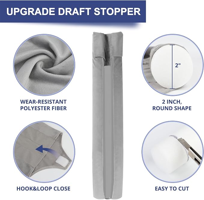 Door Draft Stopper for Bottom of Door, 36 Inch Under Draft Air Noise Light - Image 4