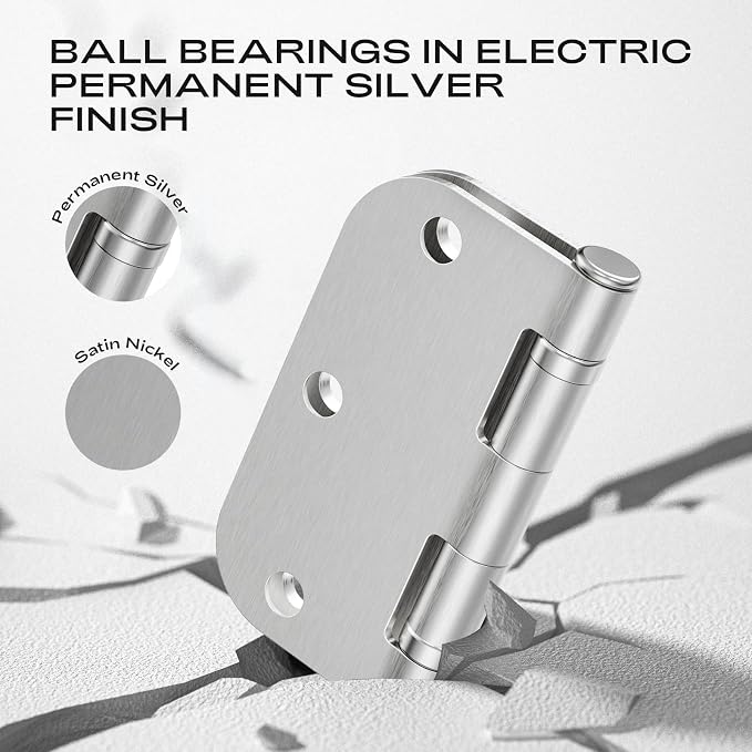 6 Pack Door Hinges Brushed Nickel 3.5 Inch 5/8" Radius Rounded | Quiet Ball - Image 5