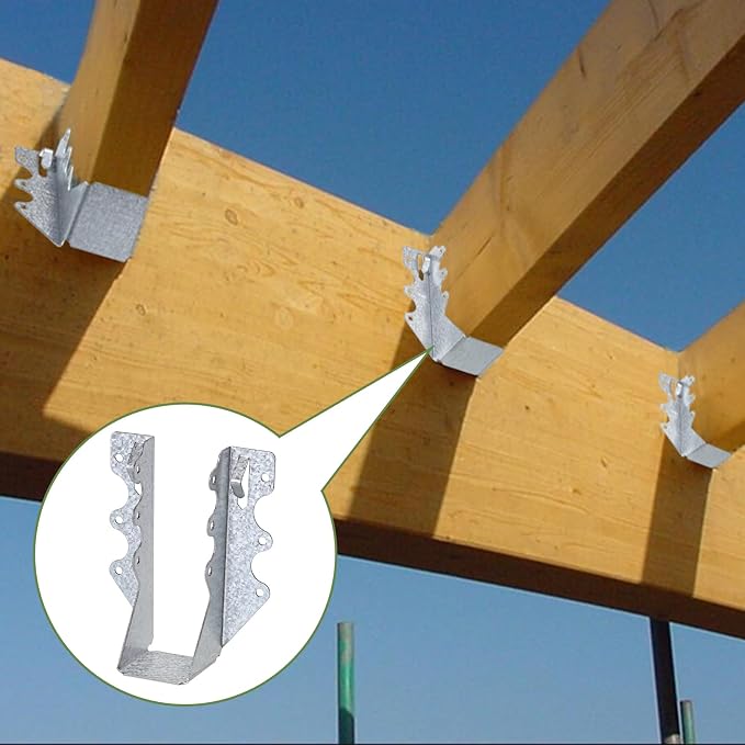 55 PCS 2x6 Steel Joist Hangers, 20 Gauge Galvanized Brackets - Image 2