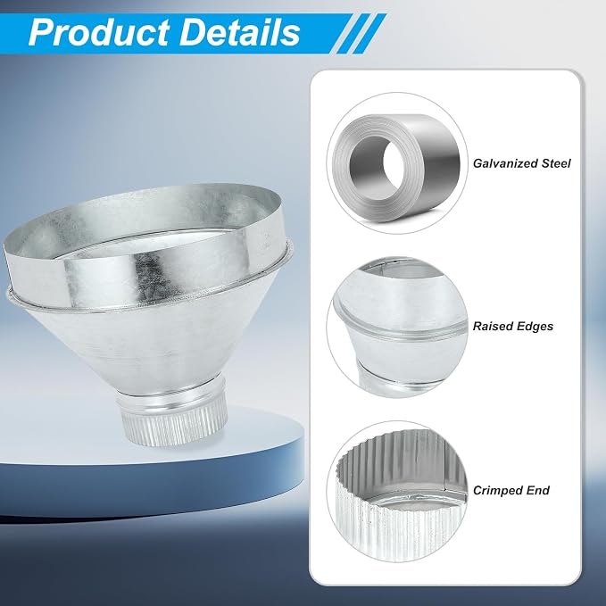 PATIKIL 10 Inch to 4 Inch Duct Reducer, Galvanized Steel Round Air Duct Reducer - Image 3