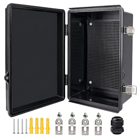 Waterproof Electrical Box, IP67 Junction Box Stainless Steel Latch Hinged Black by YETLEBOX