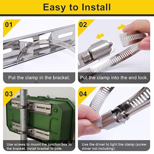 Pole Mounting Kits for Junction Box, Stainless Steel Pole Mount Bracket - Image 6
