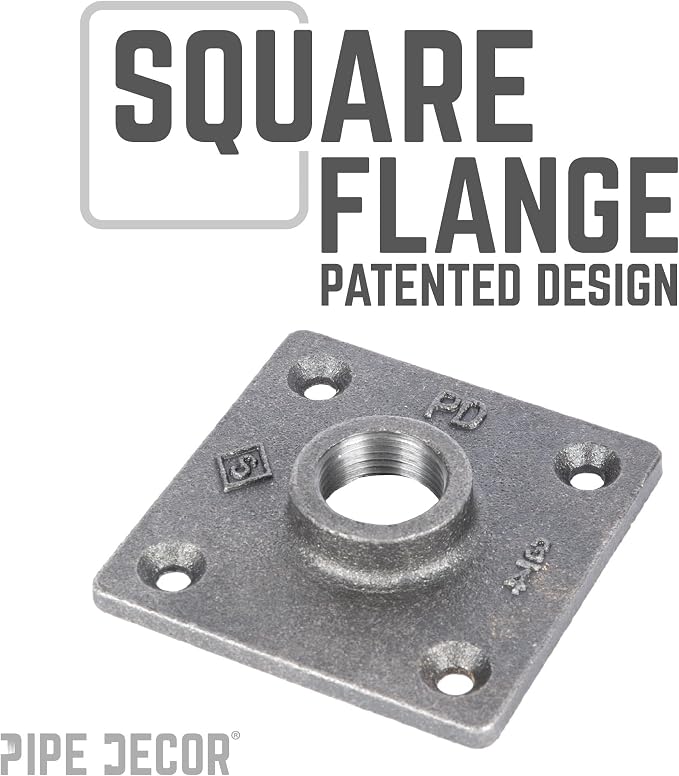PIPE DECOR Square Floor Flange Fitting, 3/4 Inch, Shelving and Standard 3/4 - Image 7