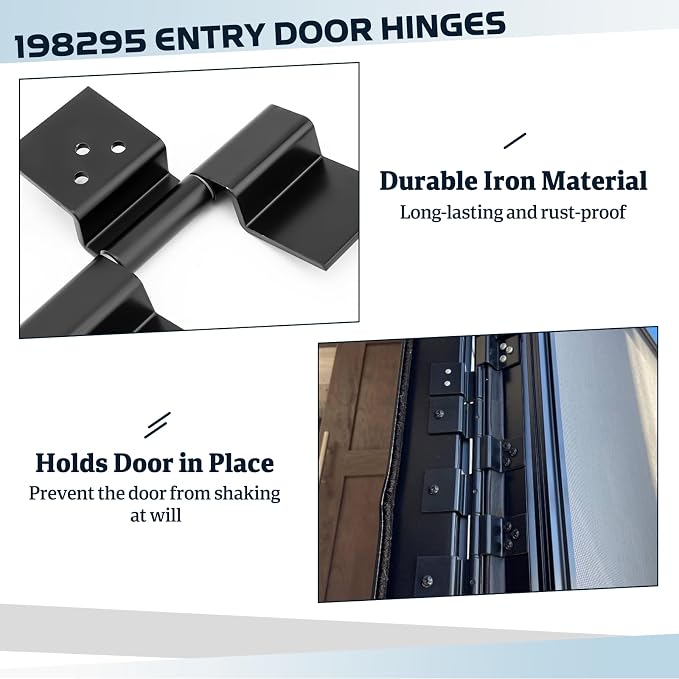 2 Pack Black RV Entry Door Hinge Kit, 6 Leaf Trailer Door Hinges, Replace Part - Image 4
