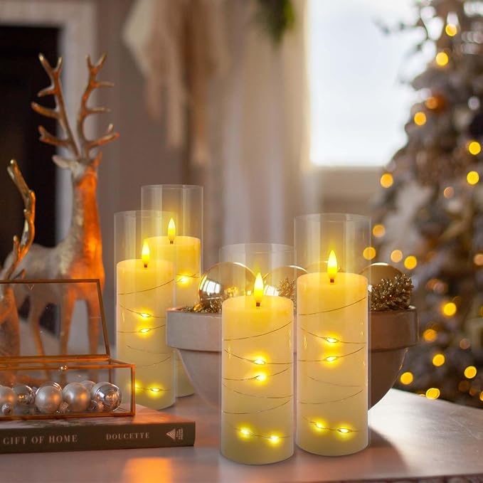 Pack of 5 Ivory Flickering Flameless Candles Battery Operated - Image 7