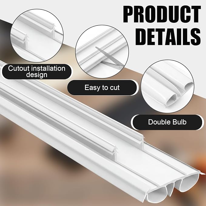 Pushglossy 2 Pcs Double Bubble Kerf Door Sweep 36" Long 1 3/4" Wide Replacement - Image 3