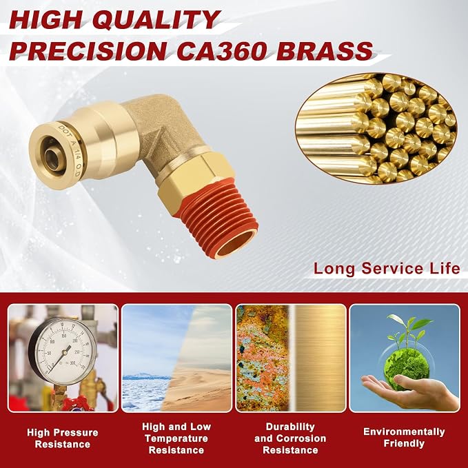 90° Swivel Male Elbow, 1/4" Tube x 1/8" NPT, DOT Approved 5PCS | - Image 2