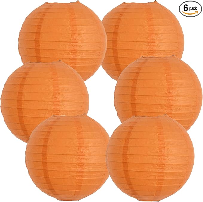 BEISHIDA 10 Inch Orange Paper Lanterns 6Packs Hanging Round Chinese Lantern | by Beishida