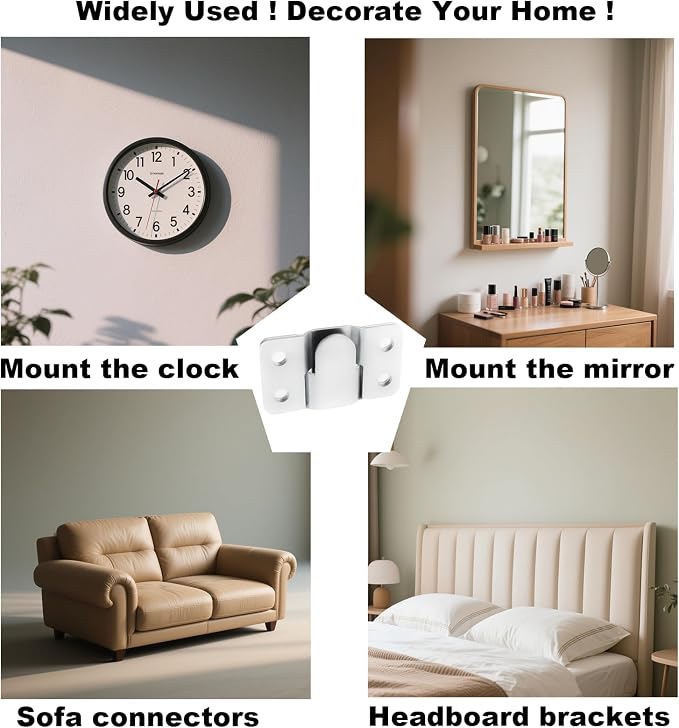4 Pairs Stainless Steel Flush Mount Bracket Interlocking Headboard Hardware - Image 7