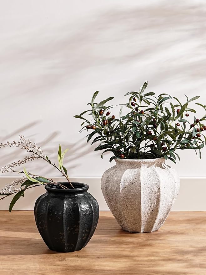 LE TAUCI 9.3" Ceramic Vase, Artisan Large White Ceramic Vase - Image 3