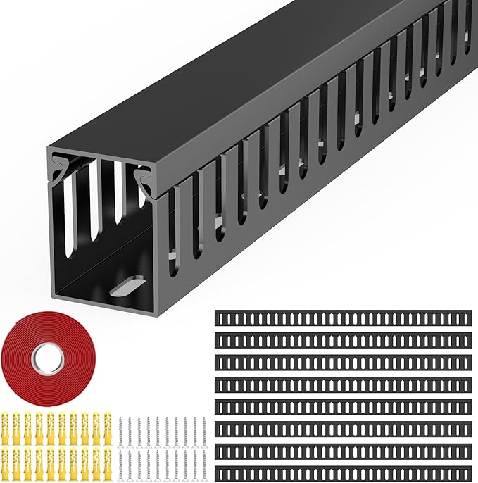 Open Slot Wiring Raceway Cable Duct, Cable Management Cord Track | 123" open by REFLYING